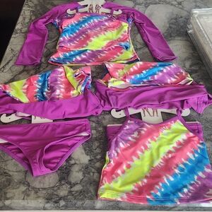 Lands' End Kids Tie-Dye Rashguard Set - Purple, Blue, Yellow 2T, 4T, 5